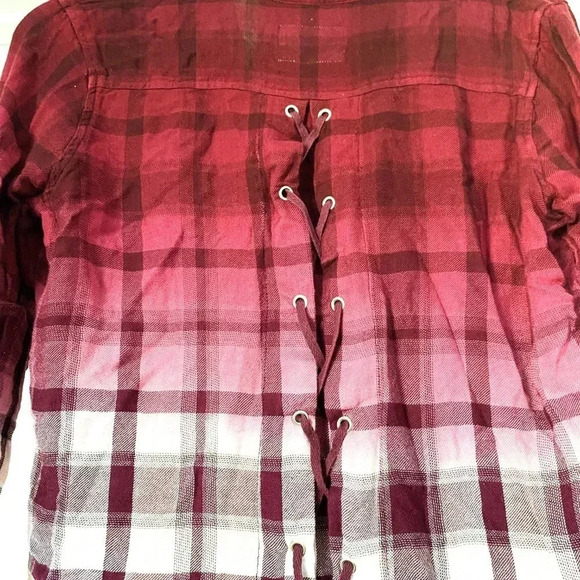 NWOT Justice Girls Maroon Pink & White Checked Full Sleeved Shirt Size 14-16 - Picture 8 of 9